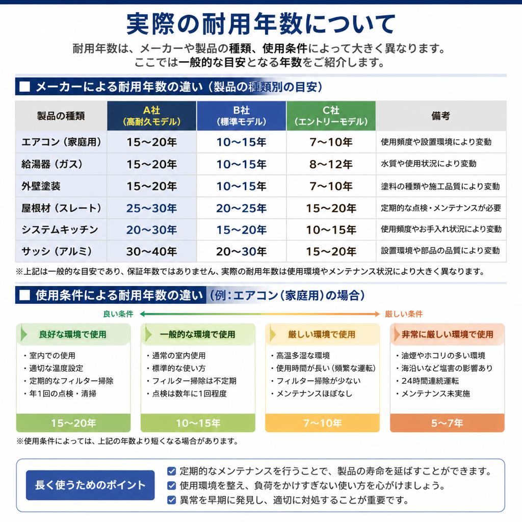 耐用年数の具体的な目安
